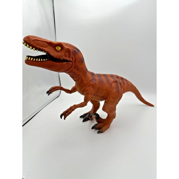 Velociraptor Dinosaur Figure Toy Brown Striped Realistic 18” ©2014 - Picture 3 of 10